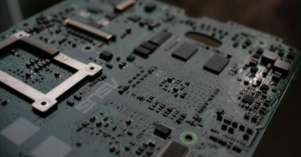 Close-up of a computer motherboard, used as illustrative photography